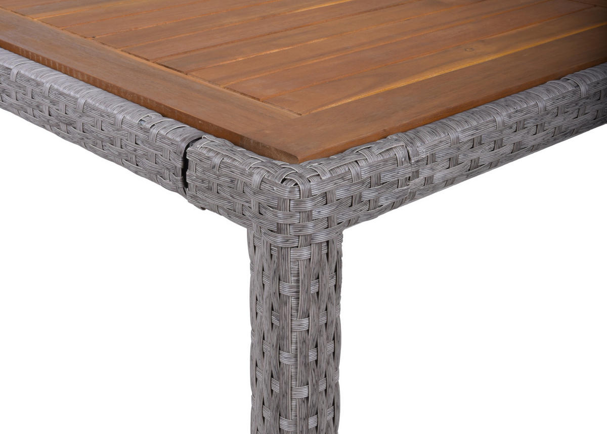 BALKONSET  - Hellbraun/Anthrazit, Basics, Holz/Kunststoff - Gardenson