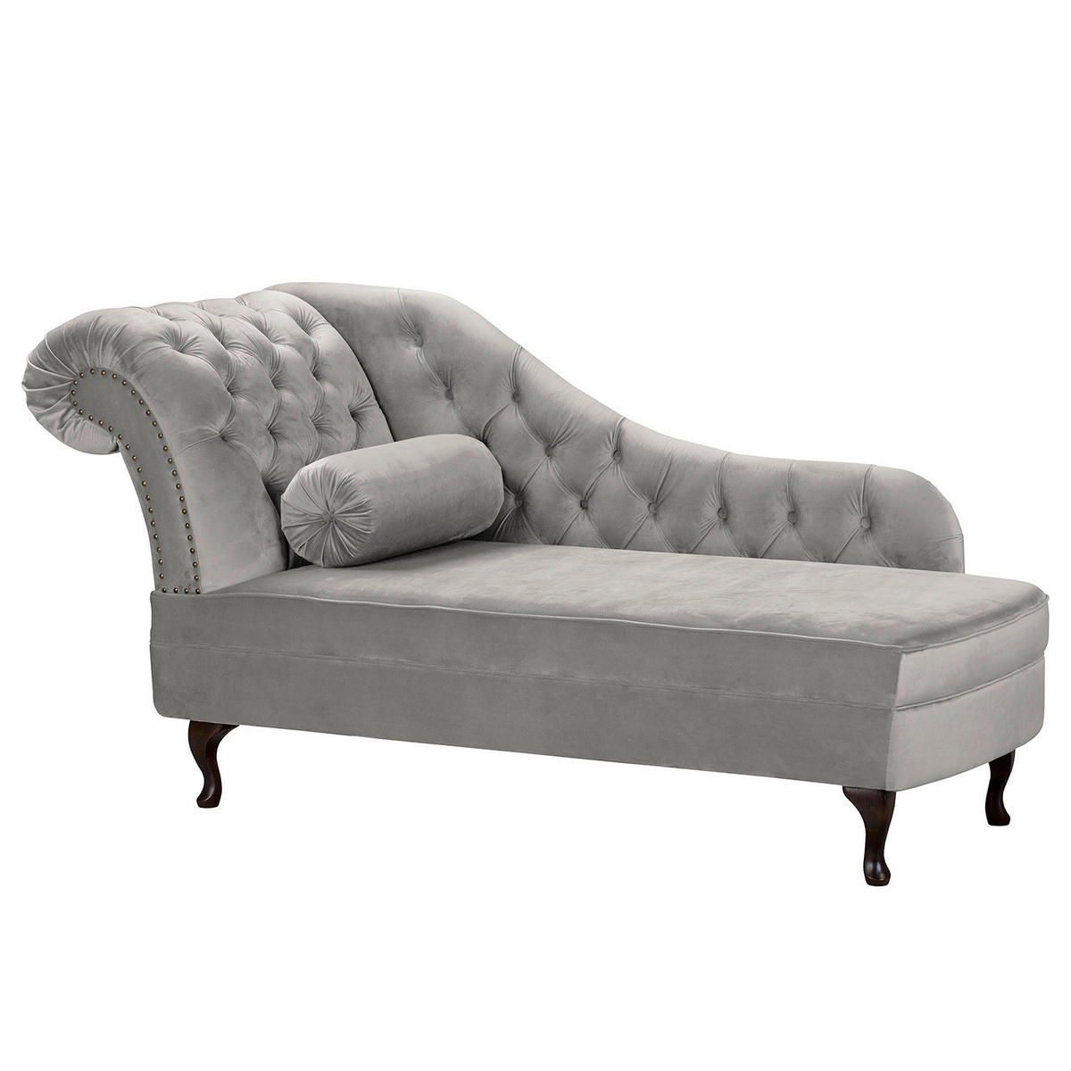 RÉCAMIERE Samt Grau  - Braun/Grau, Design, Holz/Textil (185/93/75cm) - Livetastic