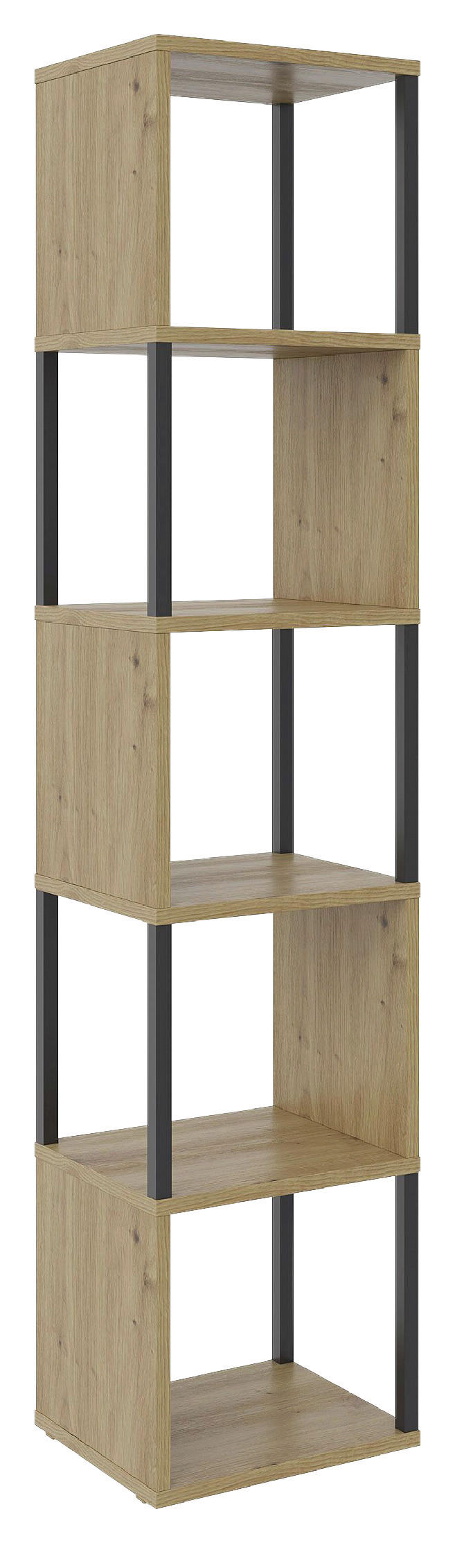 REGAL Eiche Artisan, Schwarz  - Schwarz/Eiche Artisan, Basics, Holzwerkstoff/Metall (35/161/30cm) - Xora