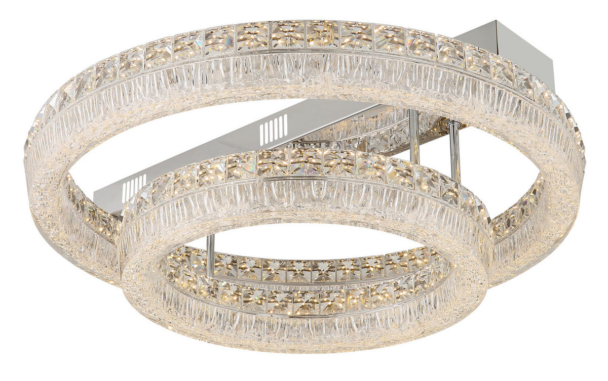 LED-DECKENLEUCHTE 60/19,5 cm   - Klar/Chromfarben, KONVENTIONELL, Glas/Kunststoff (60/19,5cm) - Globo