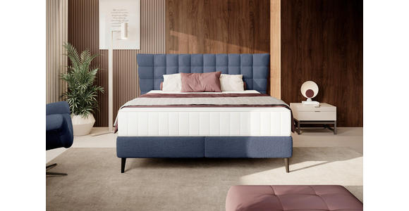 BOXSPRINGBETT 160/200 cm in Dunkelblau - Schwarz/Dunkelblau, Design, Holz/Holzwerkstoff (160/200cm) - Esposa