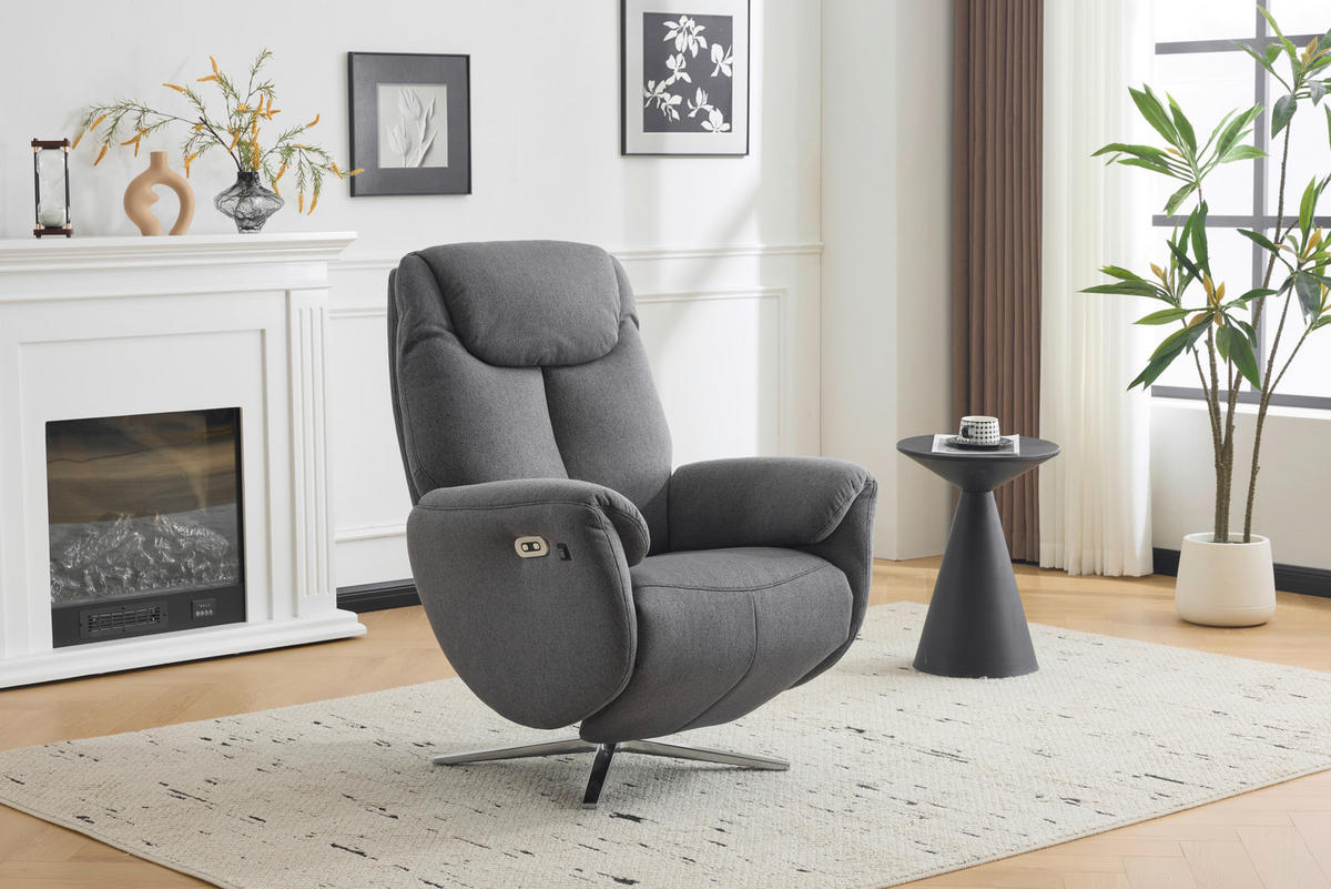 MASSAGESESSEL in Webstoff Grau  - Chromfarben/Grau, Design, Textil/Metall (79/110/85cm) - Livetastic
