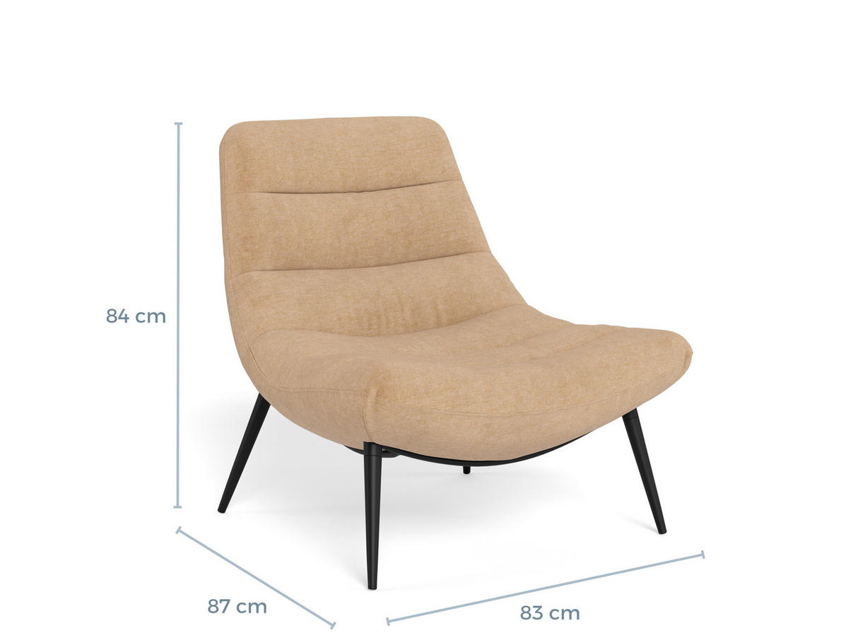 SESSEL in Chenille Braun, Schwarz  - Schwarz/Braun, MODERN, Textil/Metall (83/84/87cm) - Livetastic