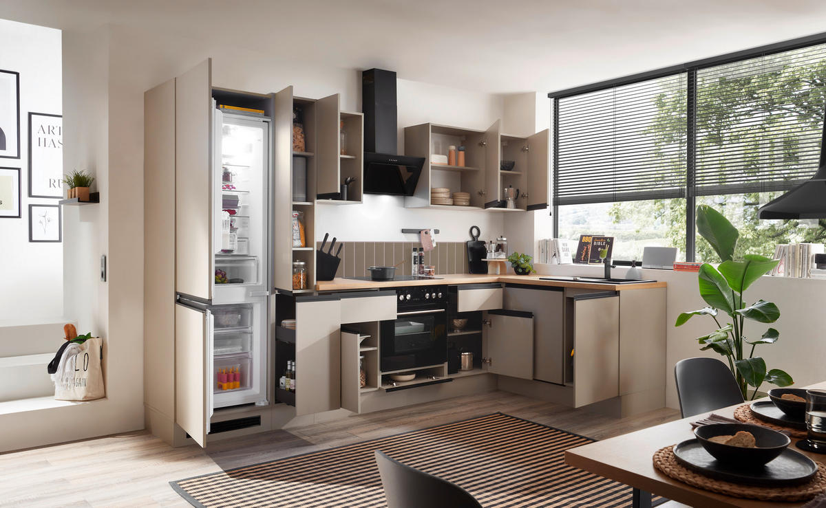 ECKKÜCHE 310/175 cm  in Seidengrau  - Eichefarben/Seidengrau, Trend, Holzwerkstoff/Metall (310/175cm) - P & B