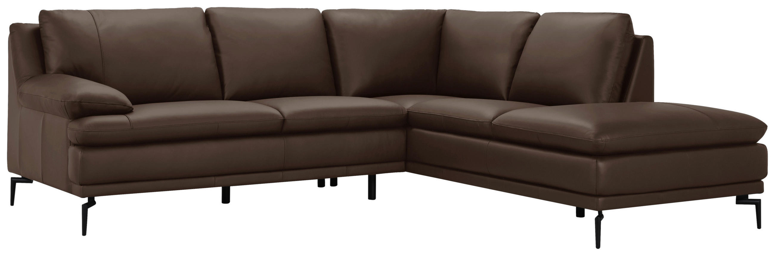 ECKSOFA Braun Echtleder  - Schwarz/Braun, Design, Leder (248/221cm) - MID.YOU
