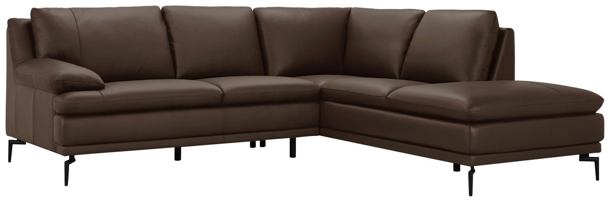 ECKSOFA Braun Echtleder  - Schwarz/Braun, Design, Leder (248/221cm) - MID.YOU