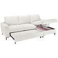 ECKSOFA Creme Cord  inkl. Rückenkissen, Bettkasten, Schlaffunktion, Rücken echt, Liegefläche im Originalstoff  - Creme/Schwarz, KONVENTIONELL, Textil/Metall (240/150cm) - Carryhome