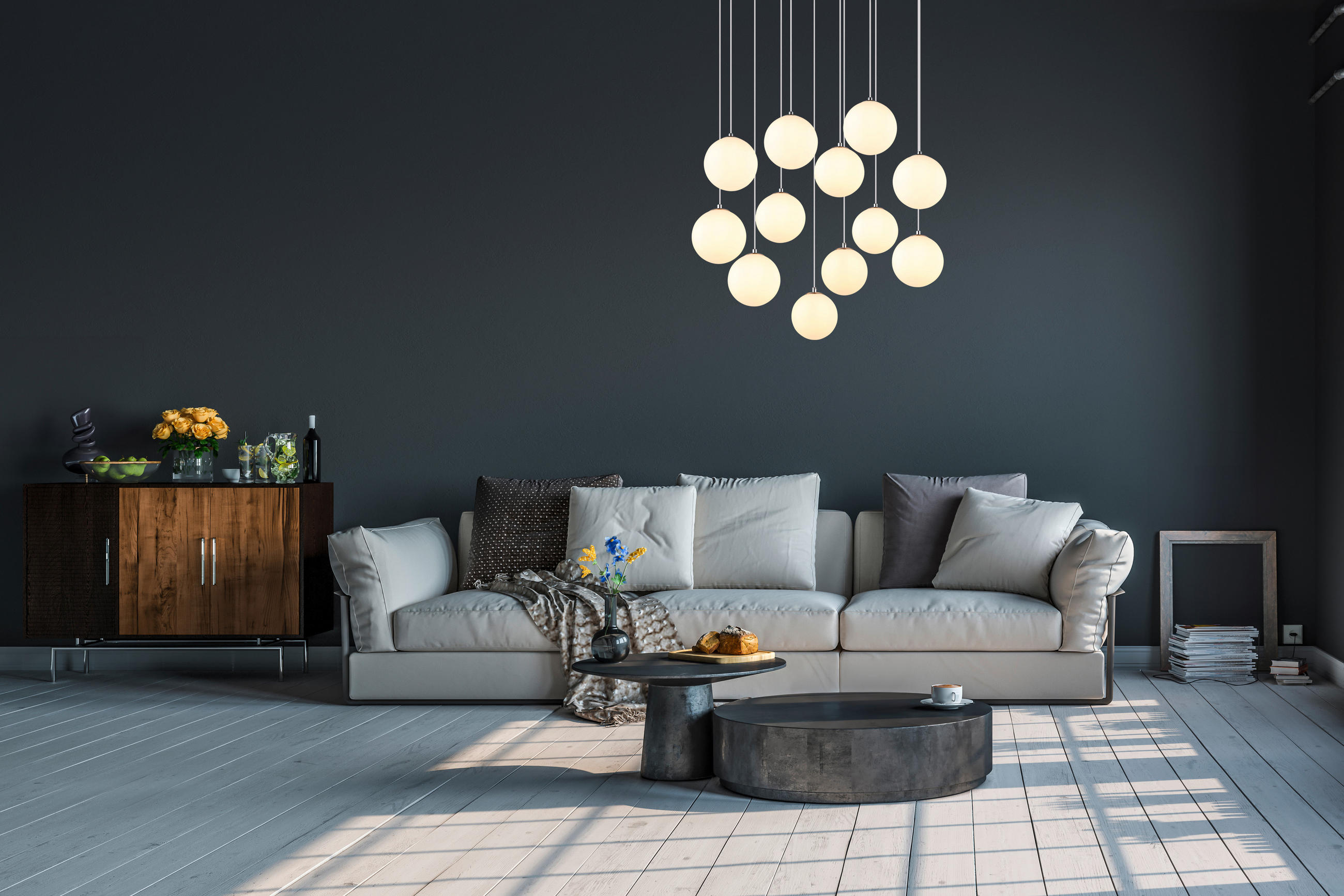 LED-HÄNGELEUCHTE 75/120 cm  - Opal/Schwarz, Design, Glas/Kunststoff (75/120cm)