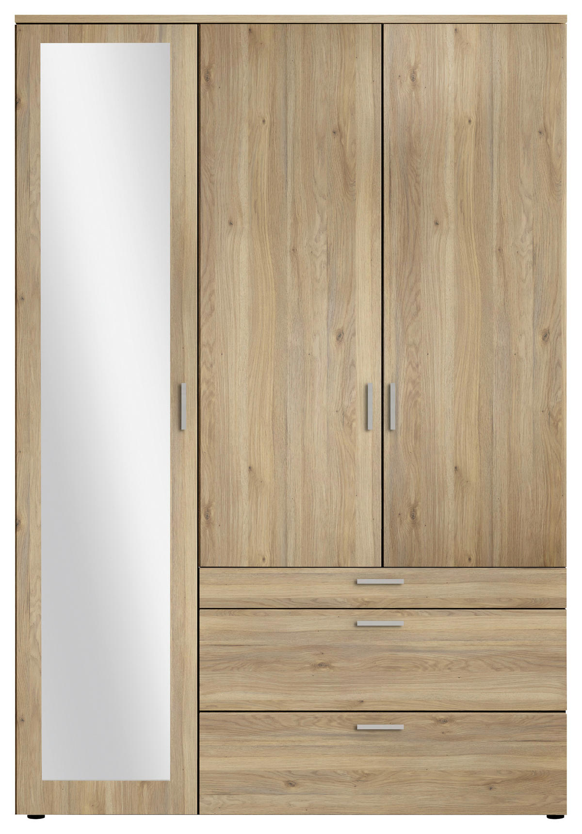 OMARA S KLASIČNIMI VRATI, barve hrasta  - barve hrasta/barve aluminija, Moderno, umetna masa/steklo (135/195/56cm) - Livetastic