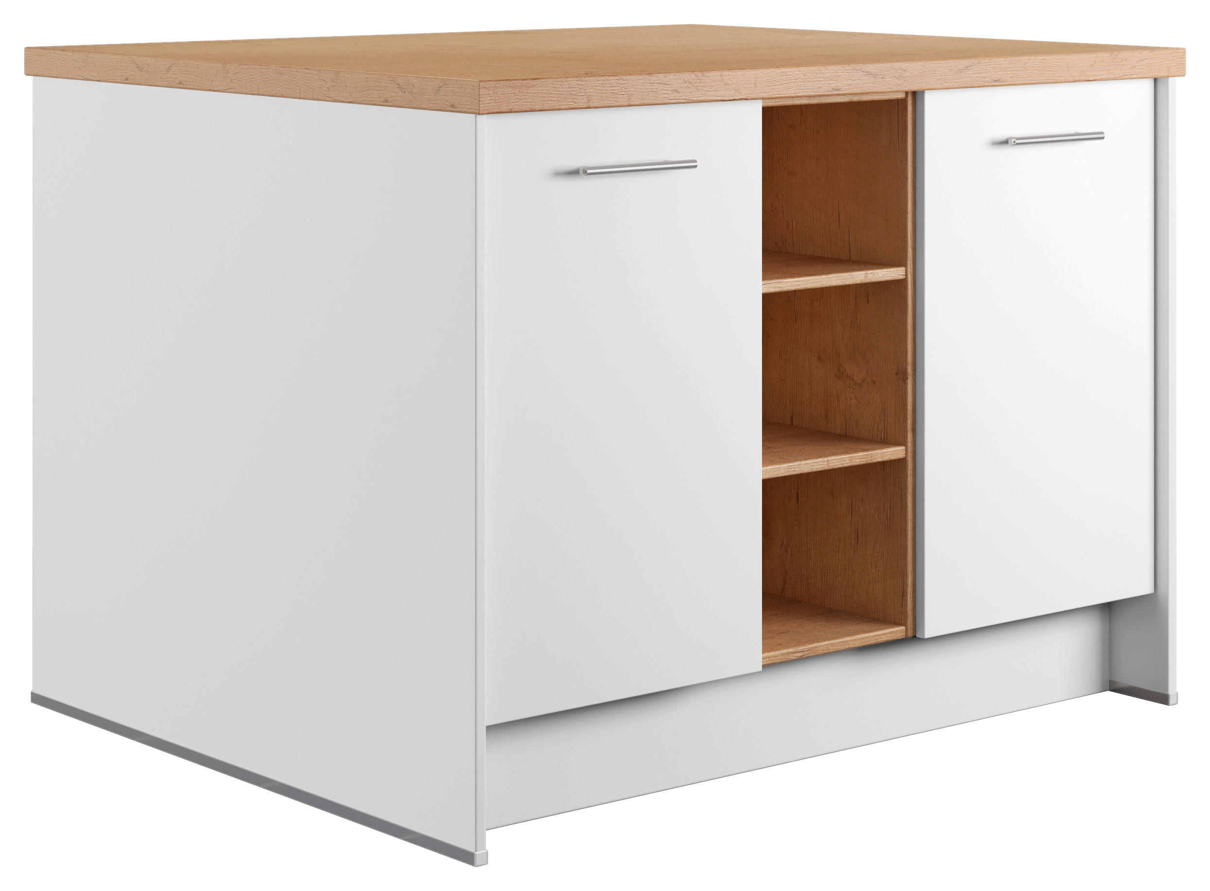 KÜCHENINSEL 123,4/91,8/96,6 cm  in Weiß, Eichefarben  - Edelstahlfarben/Eichefarben, Basics, Holzwerkstoff/Metall (123,4/91,8/96,6cm) - Impuls