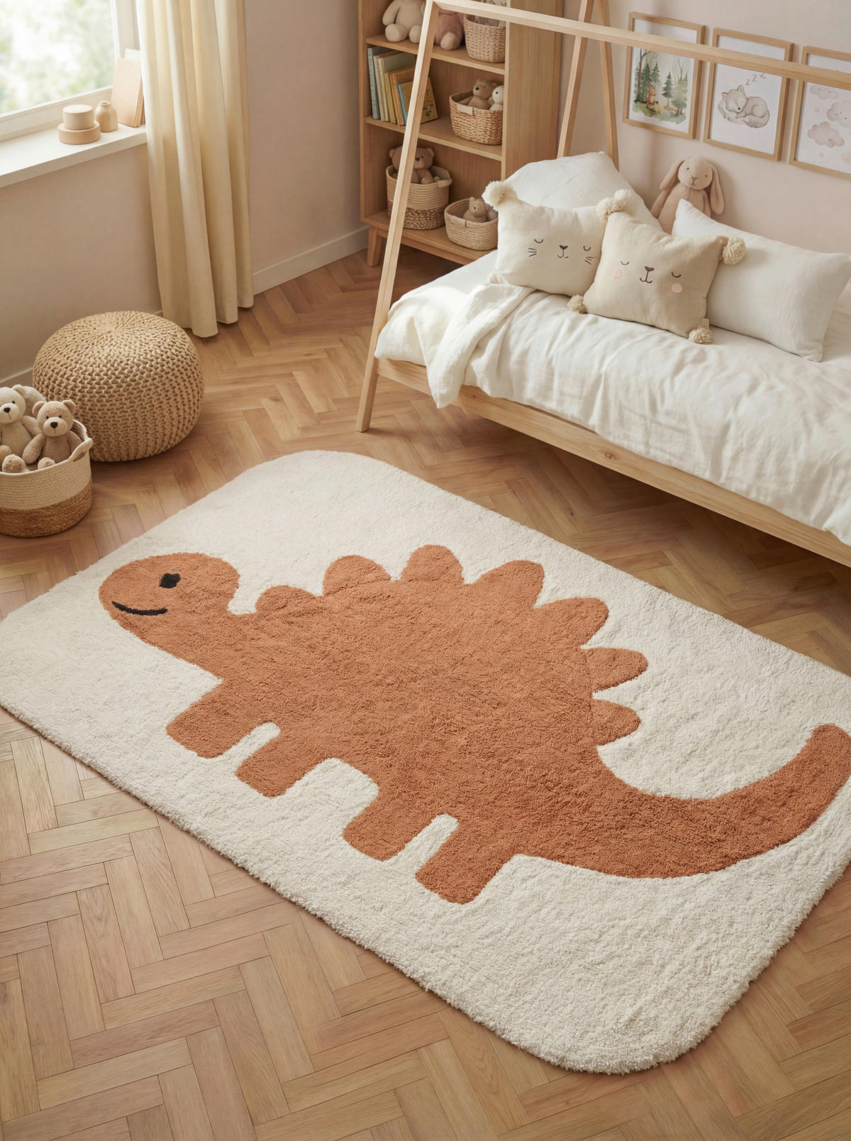 KINDERTEPPICH 200/140 cm Snuggle Doro Dinosaurier  - Creme/Orange, Basics, Kunststoff/Textil (200/140cm) - Hanse Home