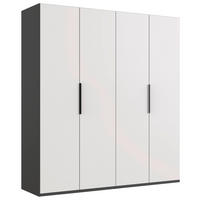 DREHTÜRENSCHRANK in Graphitfarben, Weiss  - Weiss/Schwarz, Konventionell, Holzwerkstoff/Metall (200/236/58cm) - Hom`in