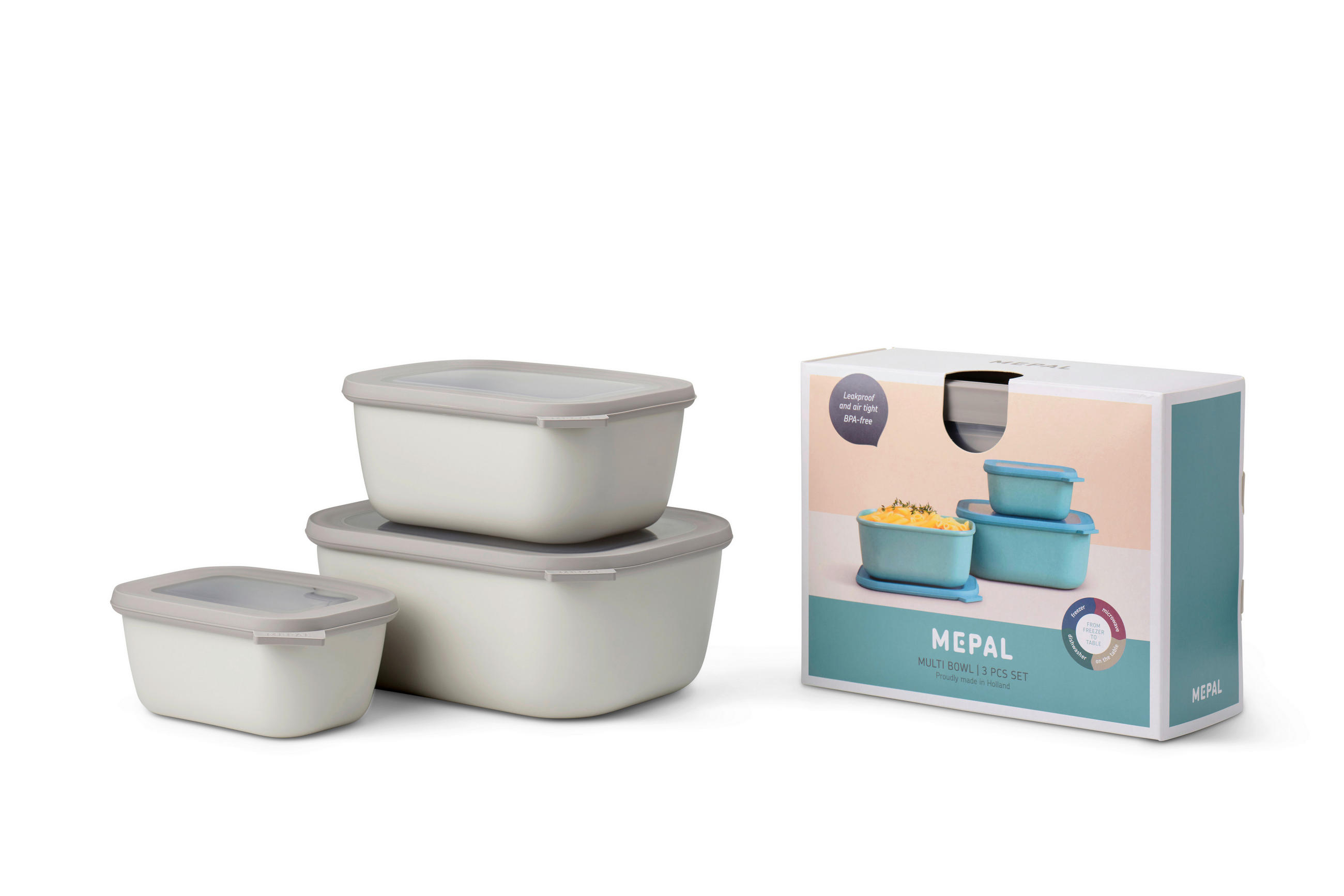 SADA DÓZ NA POTRAVINY 3-dielne - biela, Basics, plast (25,0/20,0/15cm) - Mepal