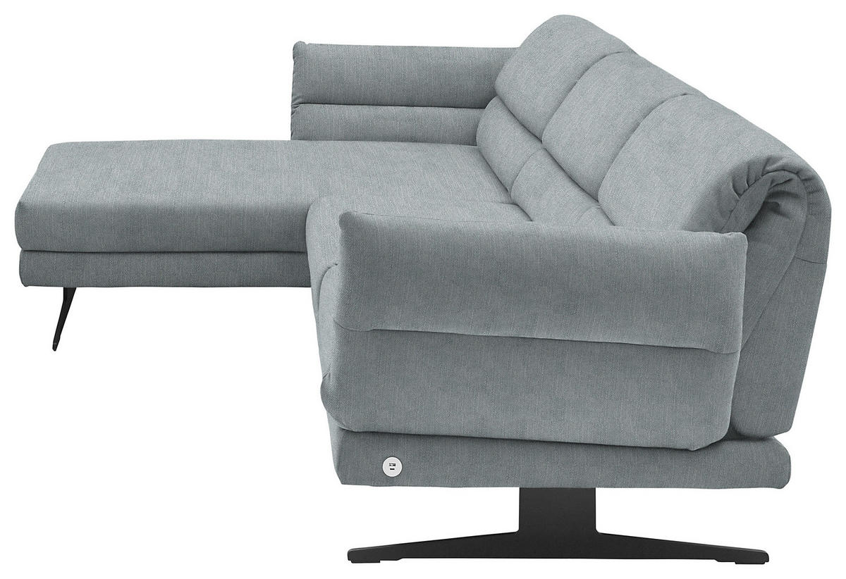 ECKSOFA in Flachgewebe Hellblau  - Schwarz/Hellblau, Design, Textil/Metall (176-217/279-327cm) - Dieter Knoll