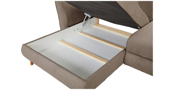 ECKSOFA Taupe Cord  - Taupe/Eichefarben, KONVENTIONELL, Holz/Textil (162/284cm) - Carryhome