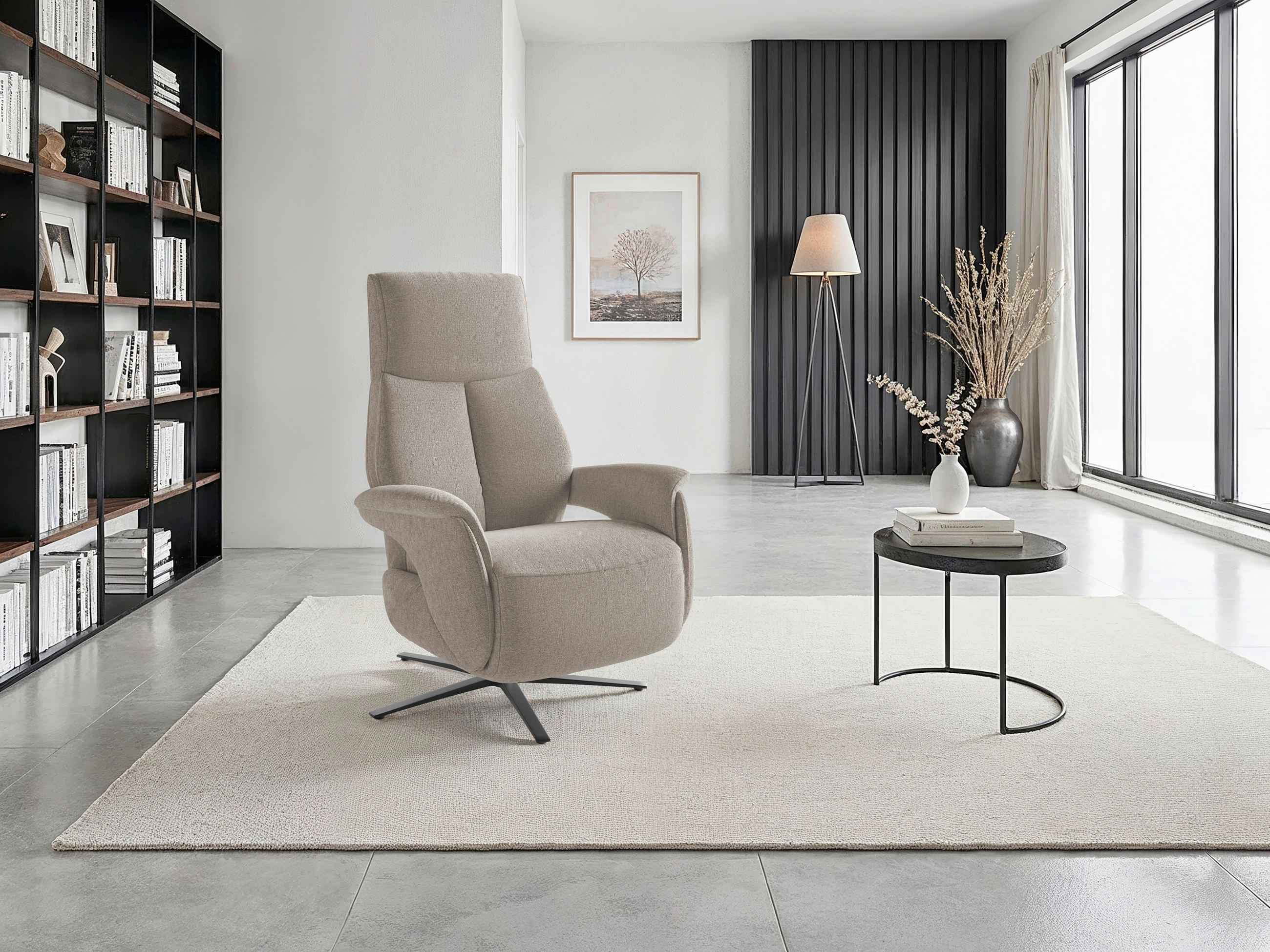 RELAXSESSEL Textil Taupe  - Taupe/Schwarz, Basics, Textil/Metall (75/115/85cm) - Sit & More