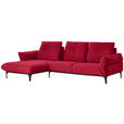 ECKSOFA in Echtleder Rot  - Rot/Schwarz, Natur, Leder (182/277cm) - Valnatura