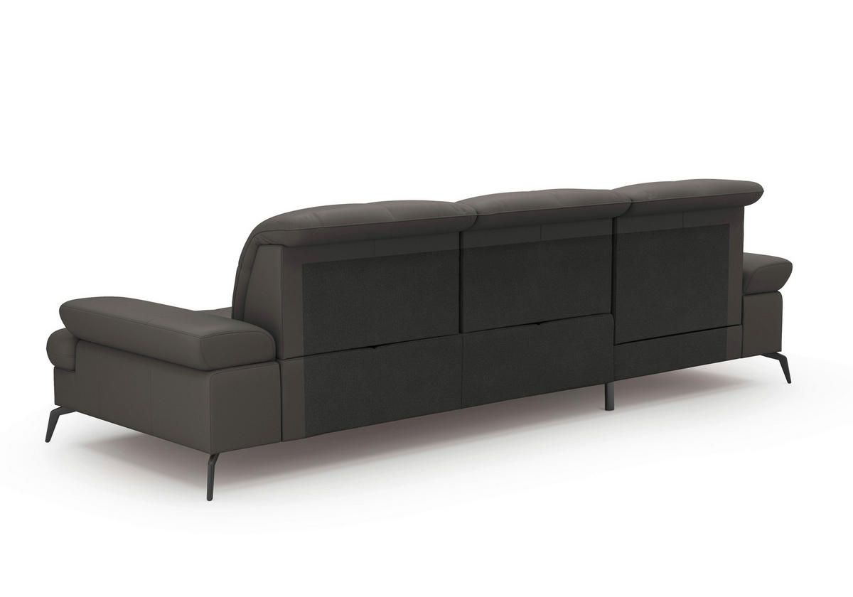 ECKSOFA in Vliesstoff Kombination Echtleder/Stoff Mokka  - Schwarz/Mokka, Konventionell, Leder/Textil (185/279cm) - Sit & More