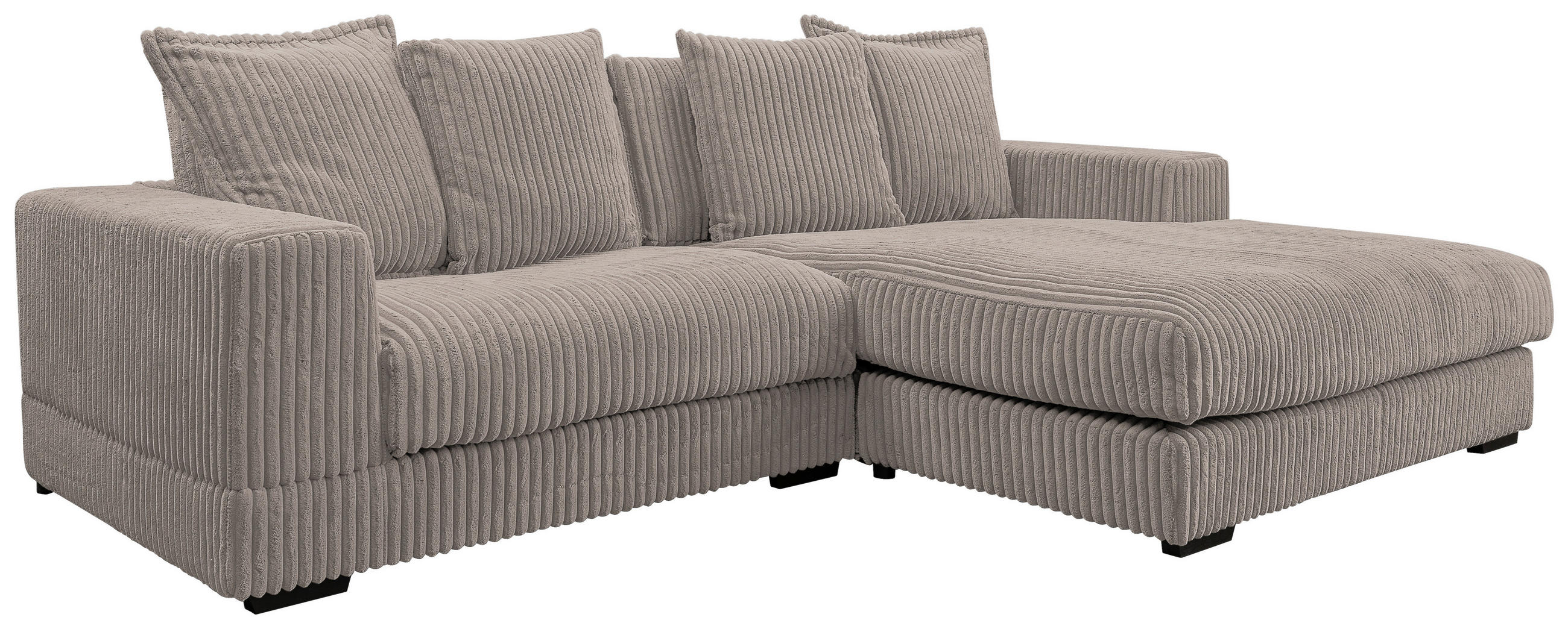 ECKSOFA Taupe Cord  - Taupe/Schwarz, Design, Kunststoff/Textil (285/195cm) - MID.YOU