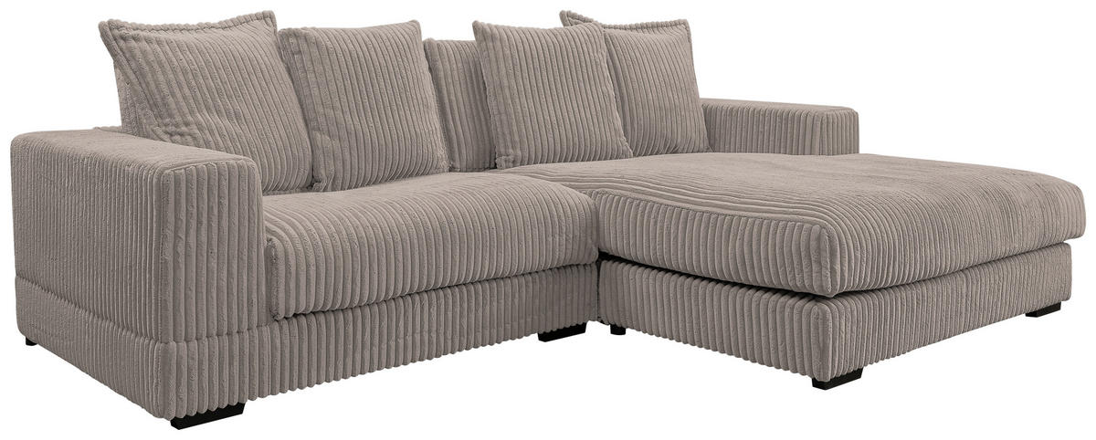 ECKSOFA in Cord Taupe  285/195 cm  - Taupe/Schwarz, Design, Kunststoff/Textil (285/195cm) - MID.YOU