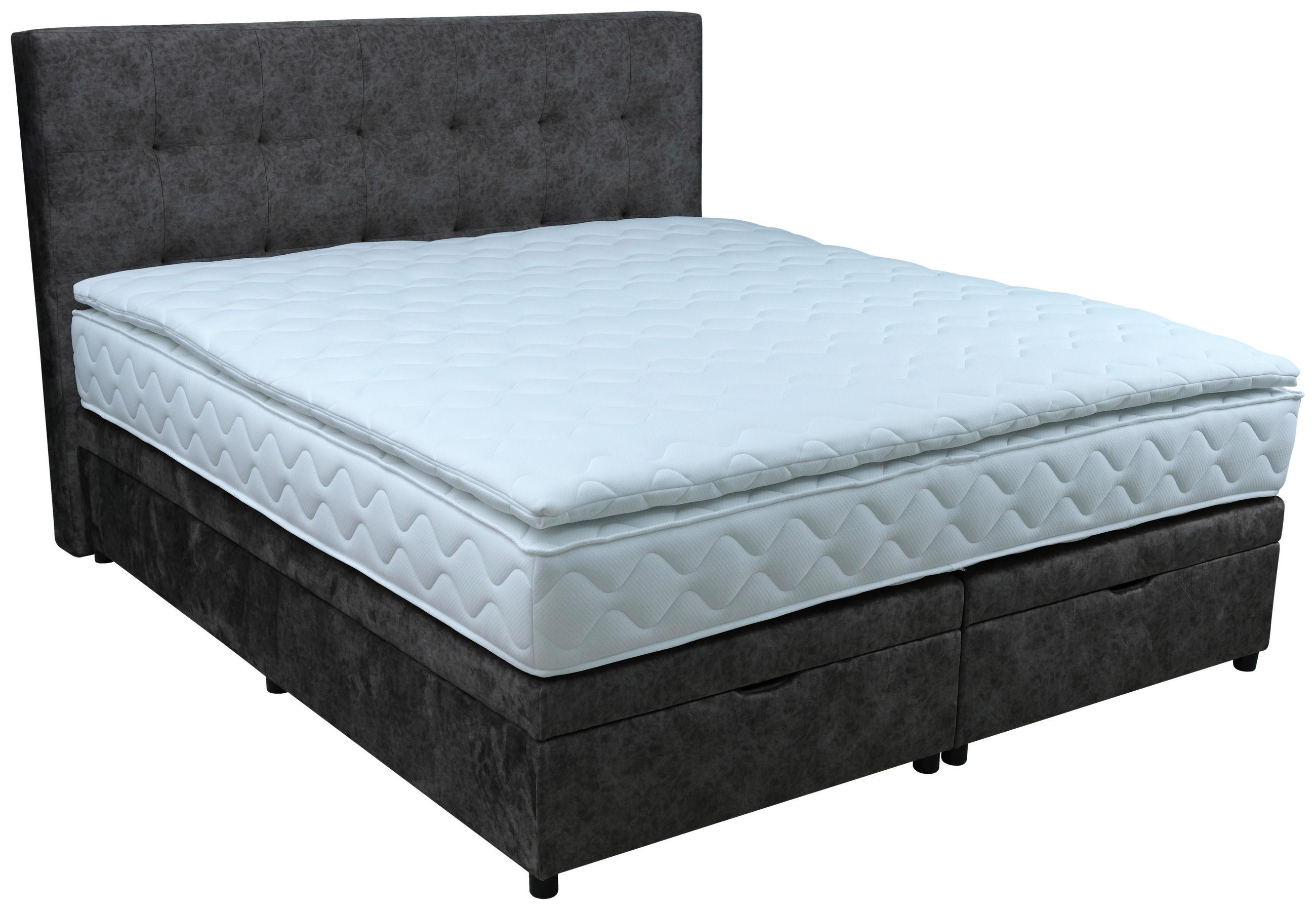 POSTEL BOXSPRING, šedá - šedá/černá, Konvenční, dřevo/kompozitní dřevo (185/120/215cm) - Novel