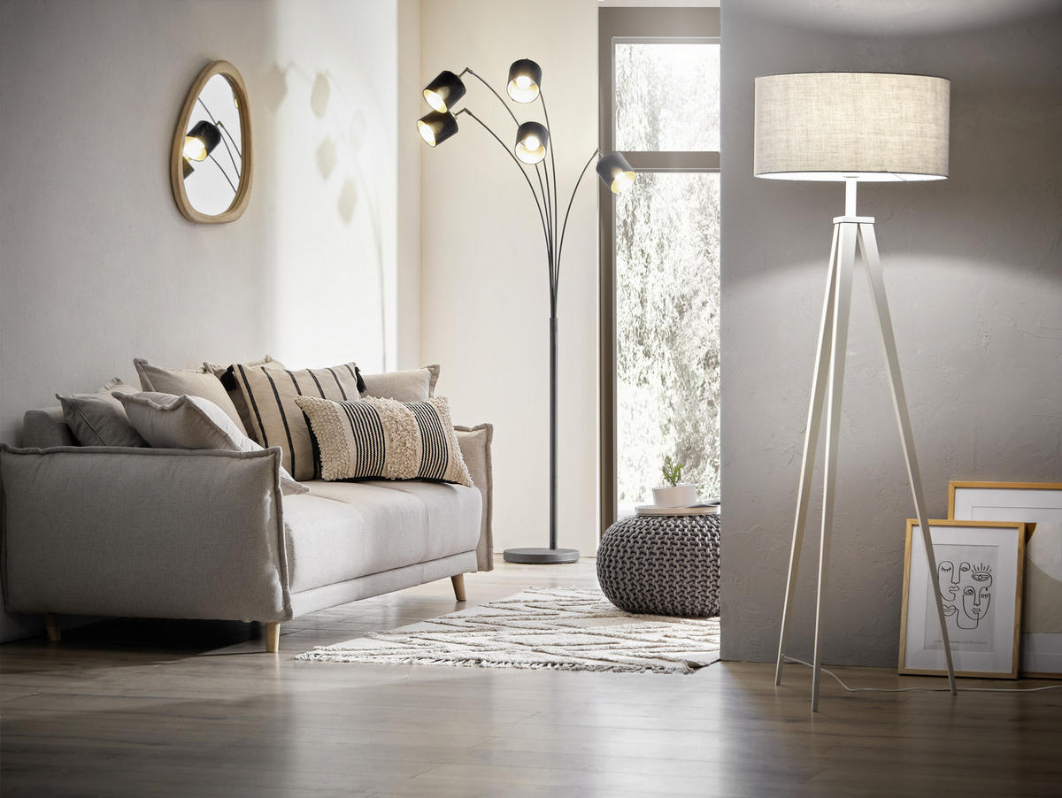 OBLÚKOVÁ LAMPA, 71,5/200 cm  - čierna/zlatá, Lifestyle, kov/textil (71,5/200cm)