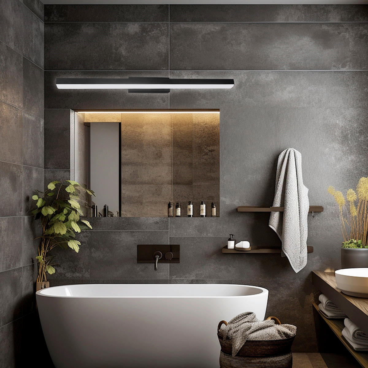 BADEZIMMER-WANDLEUCHTE Aqua  3/41.5/7 cm  - Schwarz, Design, Metall (3/41.5/7cm)