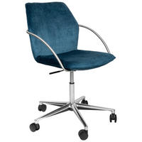 DREHSTUHL  in Samt Blau, Edelstahlfarben  - Chromfarben/Blau, Design, Kunststoff/Textil (56,5/82-94/60cm) - Novel