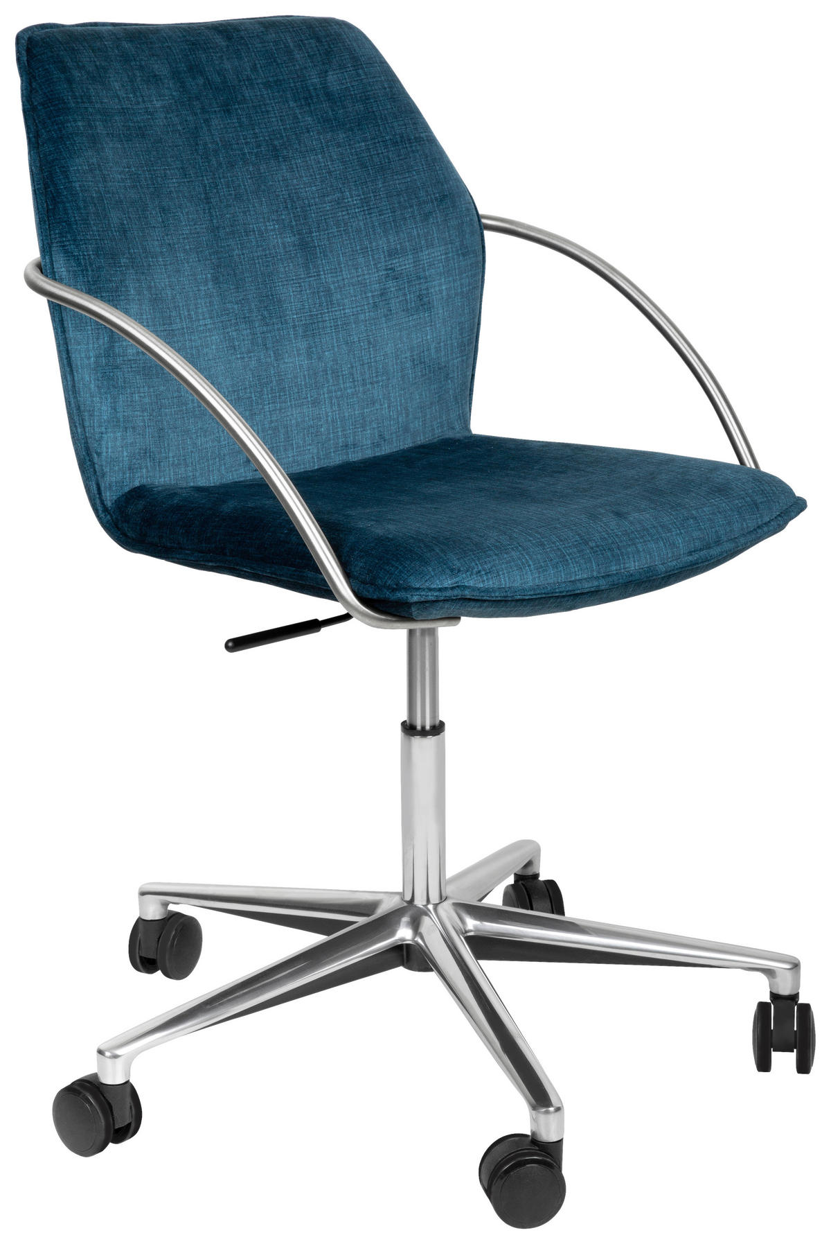 DREHSTUHL  in Samt Blau, Edelstahlfarben  - Chromfarben/Blau, Design, Kunststoff/Textil (56,5/82-94/60cm) - Novel