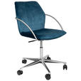 DREHSTUHL  in Samt Blau, Edelstahlfarben  - Blau/Chromfarben, Design, Kunststoff/Textil (56,5/82-94/60cm) - Novel