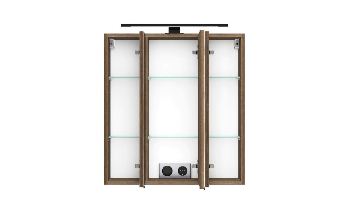 BADEZIMMER 2-teilig  in 60 cm  - Dunkelbraun/Schwarz, Natur, Glas/Holzwerkstoff (60cm) - Held