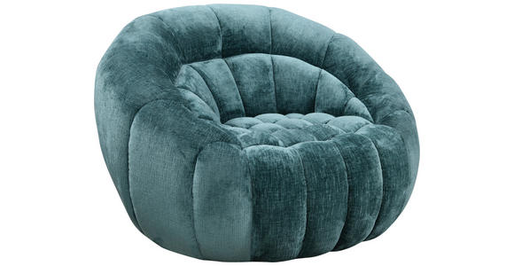 SESSEL in Struktur Petrol  - Petrol/Schwarz, Design, Textil (114/77/104cm) - Carryhome