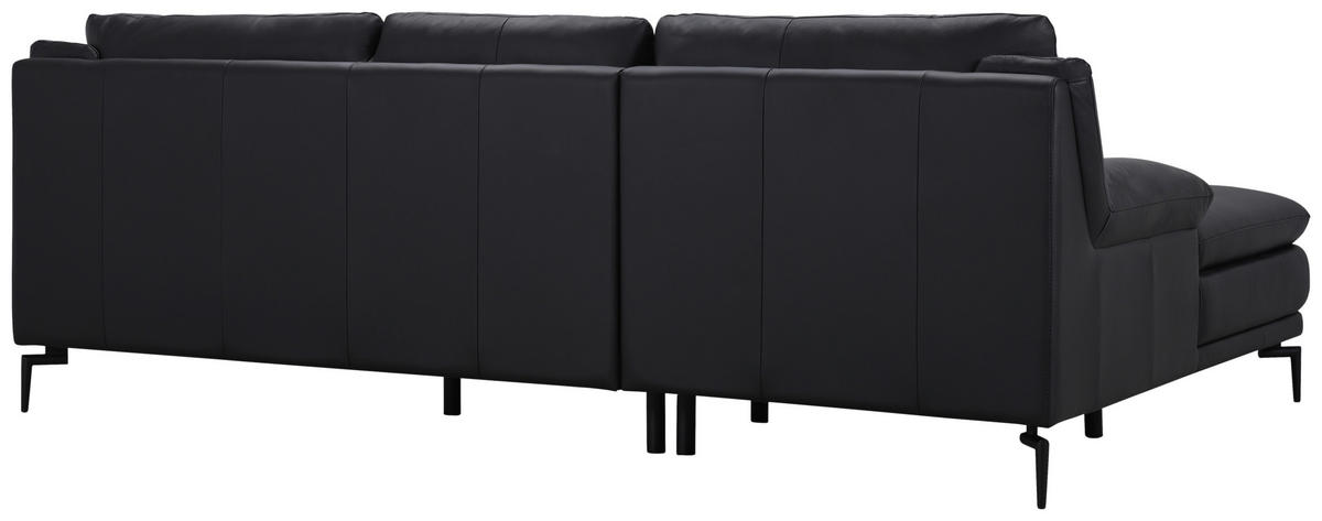 ECKSOFA Schwarz Echtleder  - Schwarz, Design, Leder (158/248cm) - MID.YOU