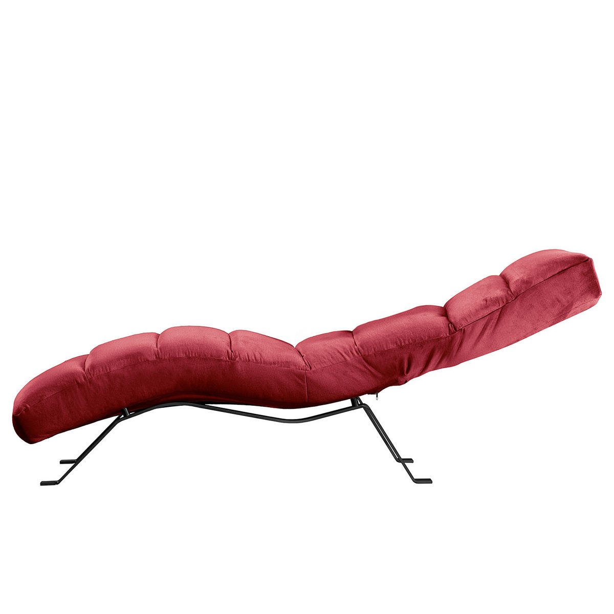 RELAXLIEGE in Samt Weinrot  - Weinrot/Schwarz, Design, Textil/Metall (65/65-95/171cm) - Livetastic