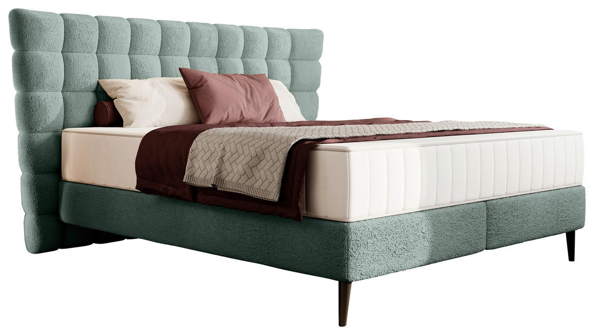 BOXSPRINGBETT 180/200 cm  in Grün  - Schwarz/Grün, Design, Holz/Holzwerkstoff (180/200cm) - home24