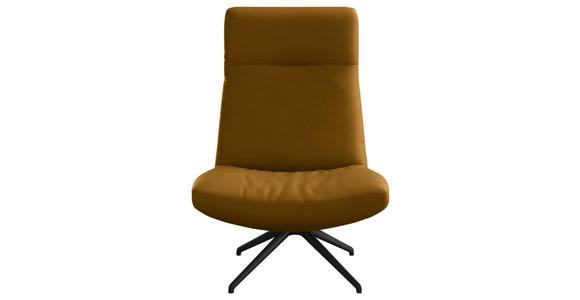 SESSEL in Echtleder Currygelb - Currygelb/Schwarz, MODERN, Leder/Metall (74/105/92cm) - Johann Jakob