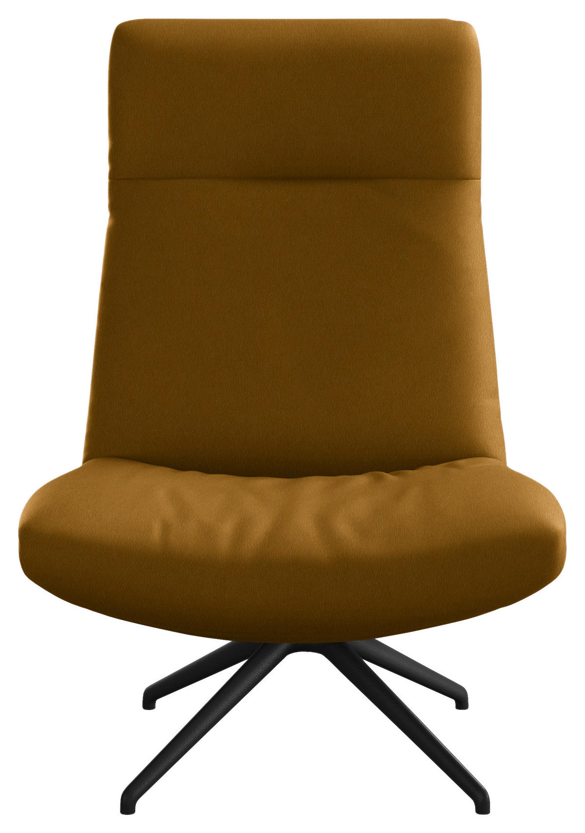 SESSEL in Echtleder Currygelb  - Currygelb/Schwarz, Modern, Leder/Metall (74/105/92cm) - Johann Jakob