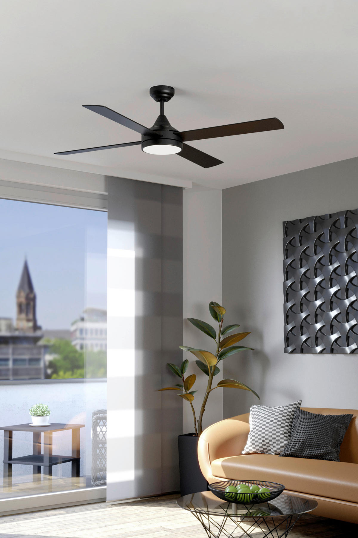 DECKENVENTILATOR - Schwarz/Weiß, KONVENTIONELL, Kunststoff/Metall (122/32cm)