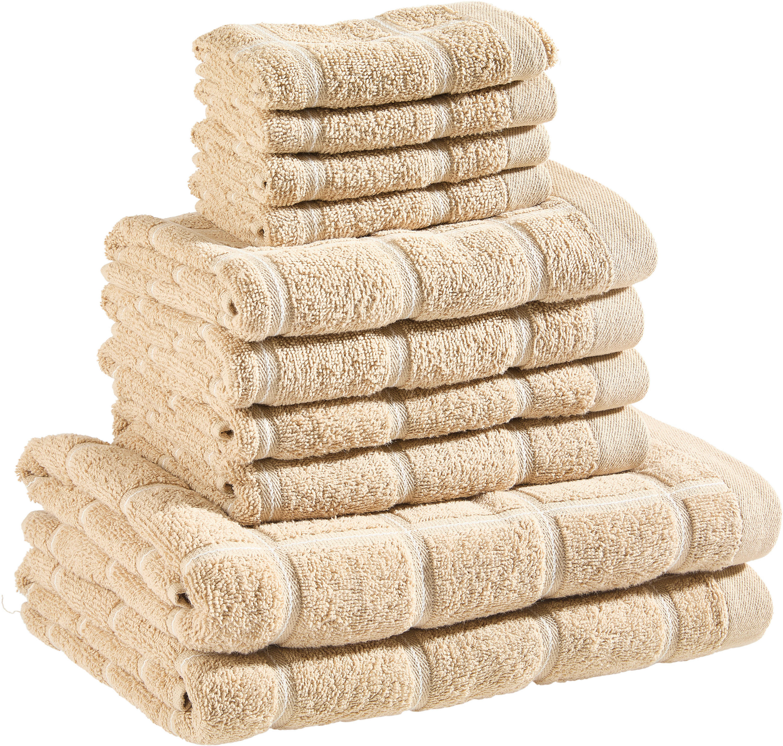 FROTTIERSET CHECK Braun 10-teilig  - Braun, Design, Textil (30/50cm) - Esposa