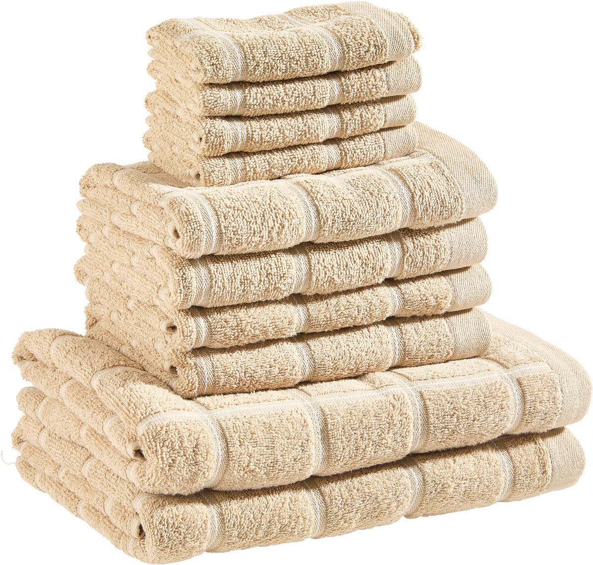 FROTTIERSET CHECK Braun 10-teilig  - Braun, Design, Textil (30/50cm) - Esposa