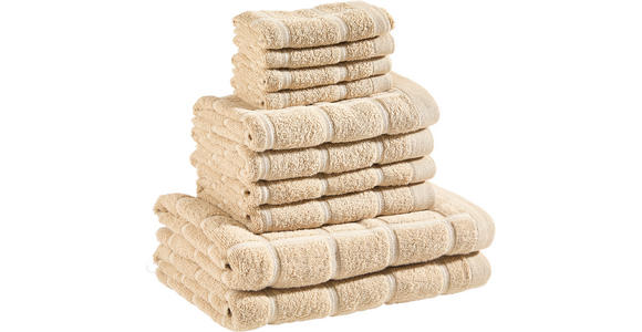 FROTTIERSET CHECK Braun 10-teilig  - Braun, Design, Textil (30/50cm) - Esposa