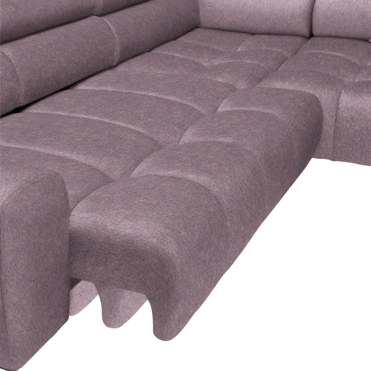ECKSOFA in Samt, Webstoff Flieder  - Flieder/Schwarz, Design, Textil/Metall (270/177cm) - Welnova