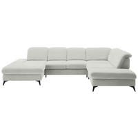 WOHNLANDSCHAFT Chenille Ecru  - Ecru/Schwarz, Design, Textil/Metall (198/364/255cm) - Beldomo Style