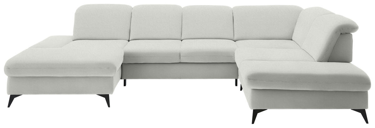 WOHNLANDSCHAFT Chenille Ecru  - Ecru/Schwarz, Design, Textil/Metall (198/364/255cm) - Beldomo Style