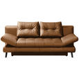 SCHLAFSOFA in Echtleder Cognac  - Cognac/Schwarz, Design, Leder/Metall (209/94/94cm) - Novel