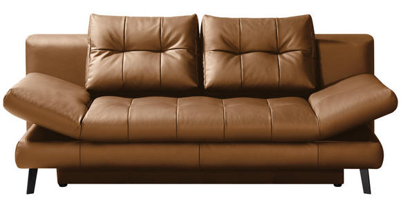 SCHLAFSOFA in Echtleder Cognac  - Cognac/Schwarz, Design, Leder/Metall (209/94/94cm) - Novel