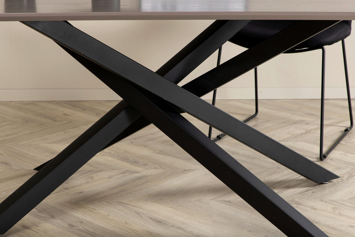 ESSTISCH furniert rechteckig Schwarz  - Schwarz, Design, Holzwerkstoff/Metall (180/90/76cm) - Livetastic