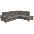 ECKSOFA in Flachgewebe Braun  - Wildeiche/Braun, Natur, Holz/Textil (301/243cm) - Voleo