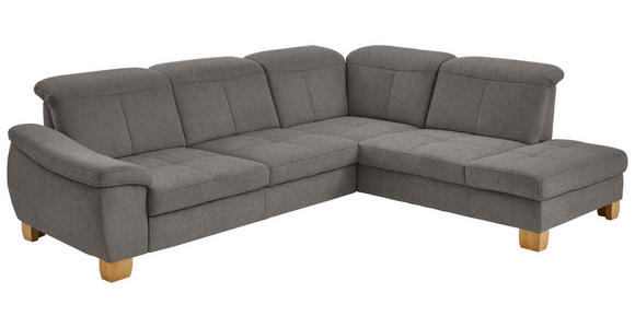 ECKSOFA in Flachgewebe Braun  - Wildeiche/Braun, Natur, Holz/Textil (301/243cm) - Voleo