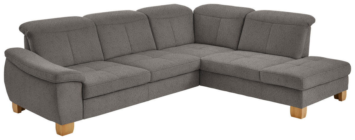 ECKSOFA in Flachgewebe Braun  - Wildeiche/Braun, Natur, Holz/Textil (301/243cm) - Voleo